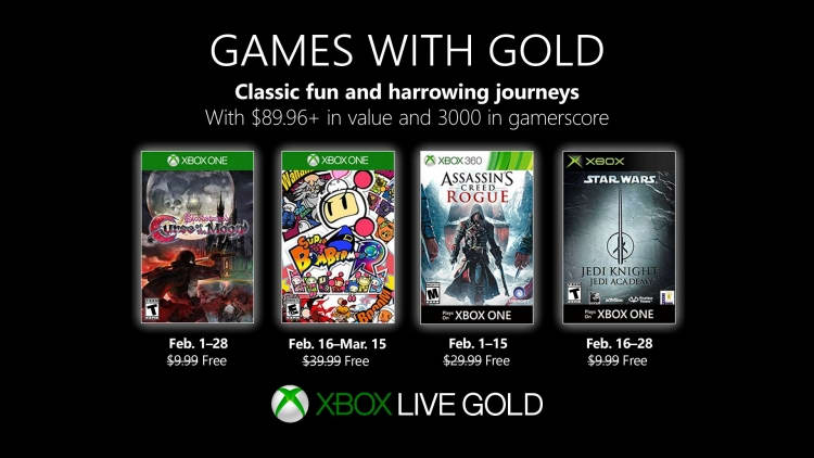 Games with Gold в феврале: Assassin’s Creed Rogue, Star Wars Jedi Knight: Jedi Academy и двухмерная Bloodstained