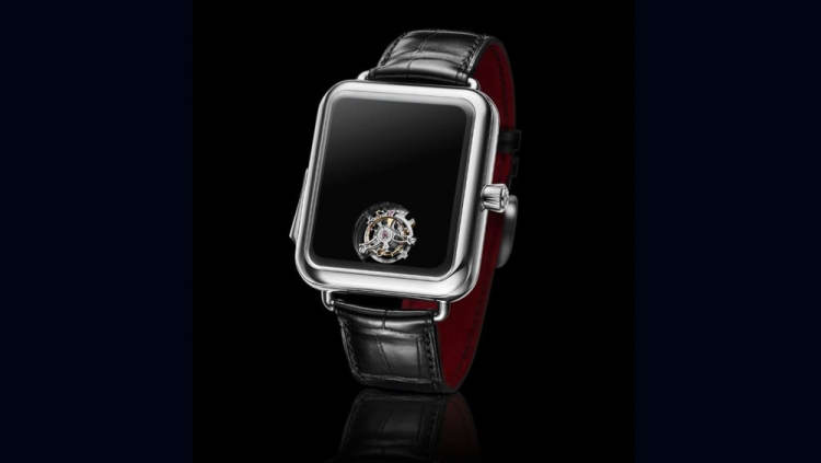 Похожие на Apple Watch швейцарские часы Swiss Alp Watch Concept Black без стрелок и цифр по цене $350 000″