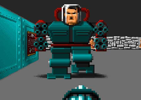 Сражение с меха-Гитлером в Wolfenstein 3D