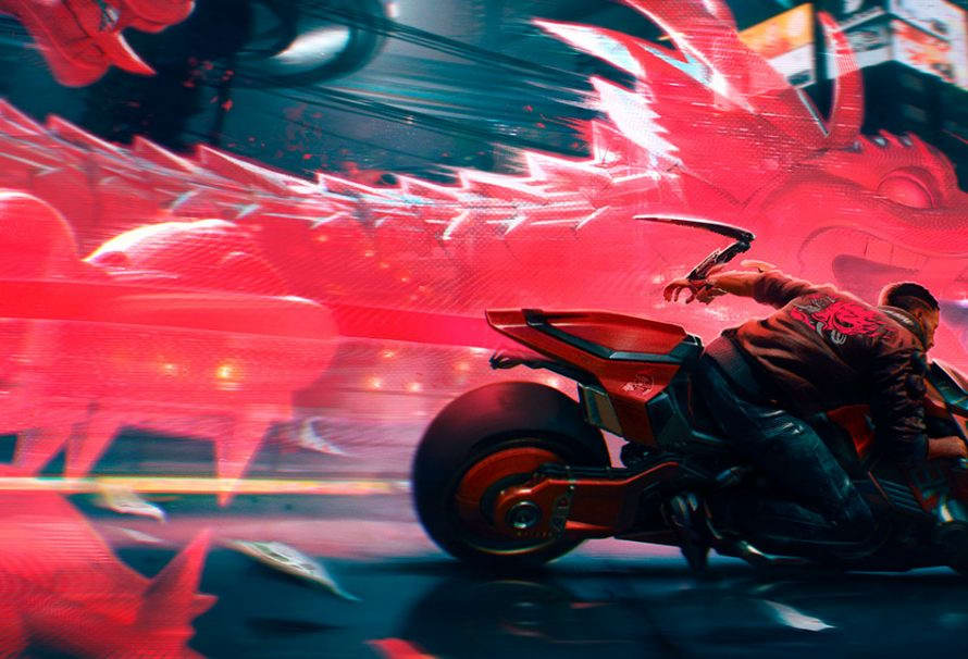 Новый крутой арт Cyberpunk 2077 с голографическим драконом